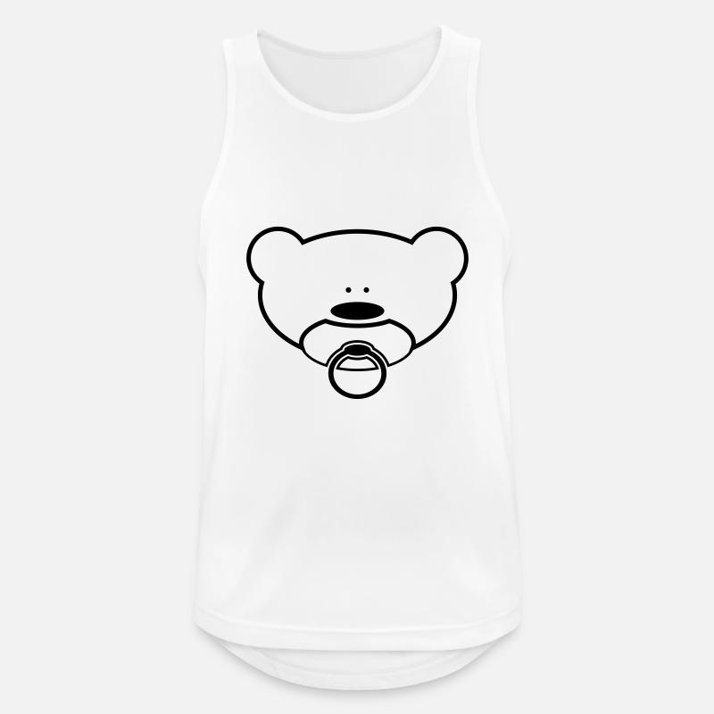 Lustiger Teddybär mit Schnuller - Männer Tank Top atmungsaktiv - Weiß