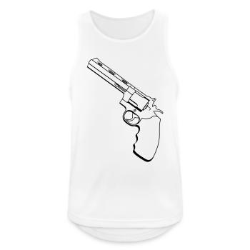 Revolver / Pistole - Männer Tank Top atmungsaktiv - Weiß - Vorne - Nick (188cm)
