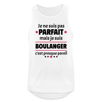 Pas parfait mais boulanger, fête des pères, noël - Débardeur respirant Homme - blanc - Devant - Nick (188cm)