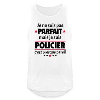 Pas parfait mais policier, fête des pères, noël - Débardeur respirant Homme - blanc - Devant - Nick (188cm)