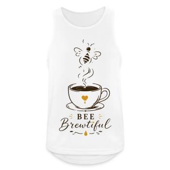 Design de tasse à café BEE Brewtiful - Débardeur respirant Homme - blanc - Devant - Nick (188cm)