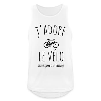 j'adore vélo électrique - Débardeur respirant Homme - blanc - Devant - Nick (188cm)