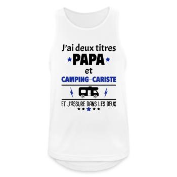 Deux titres papa et camping-cariste,fête des pères - Débardeur respirant Homme - blanc - Devant - Nick (188cm)