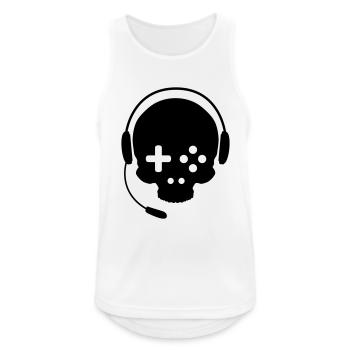 Game Schädel mit Headset - Männer Tank Top atmungsaktiv - Weiß - Vorne - Nick (188cm)