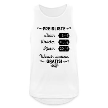 Preisliste Halten Drücken Küssen Windeln Gratis - Männer Tank Top atmungsaktiv - Weiß - Vorne - Nick (188cm)