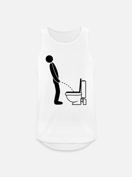 Koel toilet logo staande plassen pis toilet toilet - Mannen tanktop ademend actief - wit