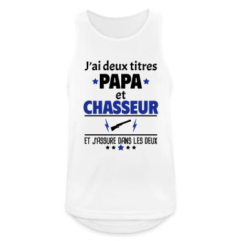 Deux titres papa et chasseur, fêtes des pères,noël - Débardeur respirant Homme - blanc - Devant - Nick (188cm)