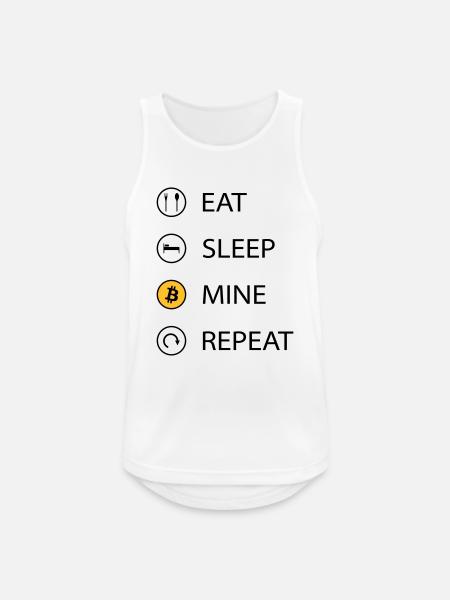 Eat sleep mine repeat cryptocurrency t-shirt - Men's Breathable Tank Top - white