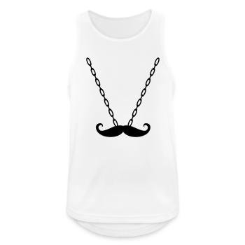 Kette mit Zwirbelbart / Mustache - Männer Tank Top atmungsaktiv - Weiß - Vorne - Nick (188cm)