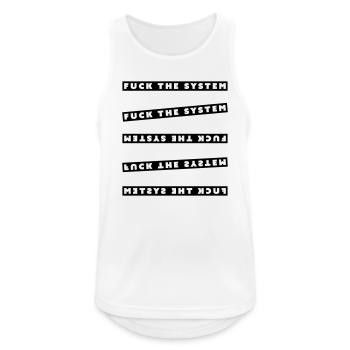 fuck the system - Männer Tank Top atmungsaktiv - Weiß - Vorne - Nick (188cm)