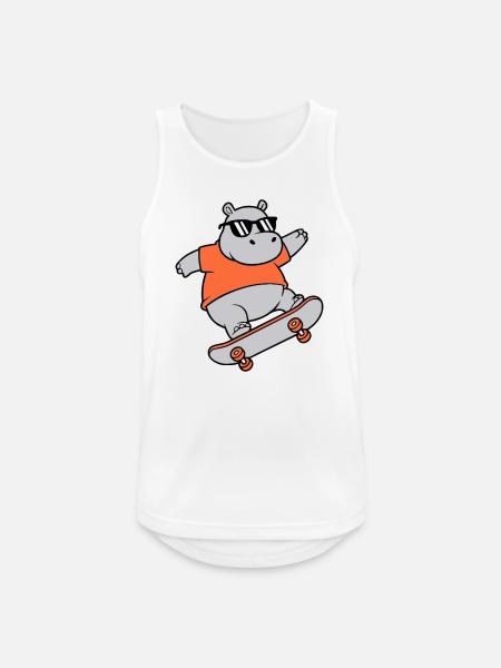 Cool Hippopotamus Skater Skateboard Vector - Men's Breathable Tank Top - white