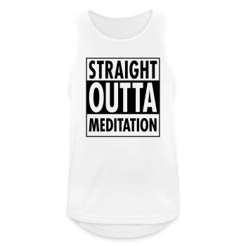 Straight Outta Meditation - Débardeur respirant Homme - blanc - Devant - Nick (188cm)