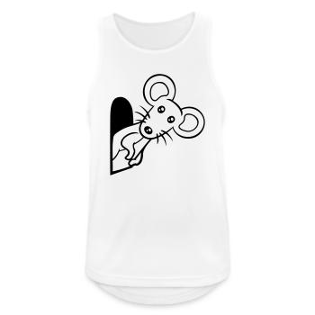 Maus Wand Loch Mauseloch Guckt Süß Lustig Comic - Männer Tank Top atmungsaktiv - Weiß - Vorne - Nick (188cm)