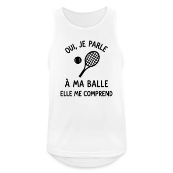 Je parle à ma balle tennis tennis sport tennisman - Débardeur respirant Homme - blanc - Devant - Nick (188cm)