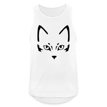 Minimal Katze - Männer Tank Top atmungsaktiv - Weiß - Vorne - Nick (188cm)