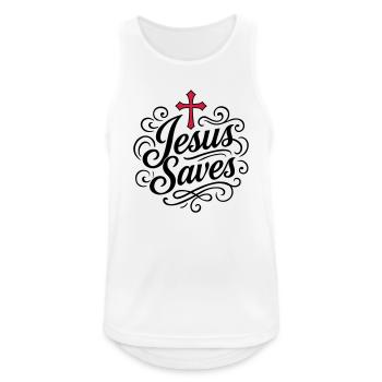 Jesus saves - Men's Breathable Tank Top - white - Front - Nick (188cm)