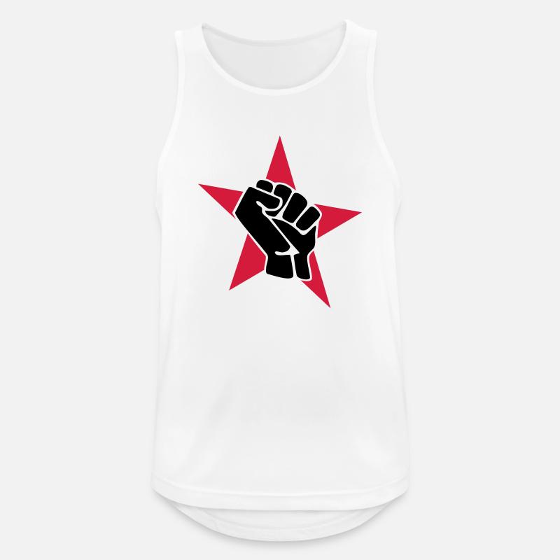 Roter Stern mit Faust - Männer Tank Top atmungsaktiv - Weiß