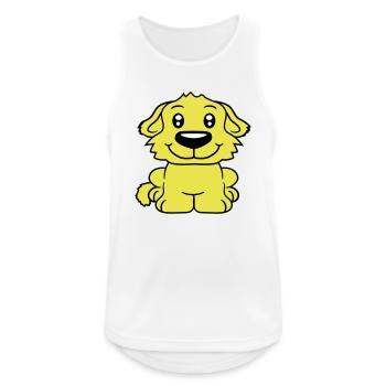 Dog Sitting Cute Little Happy Puppy Pet - Men's Breathable Tank Top - white - Front - Nick (188cm)