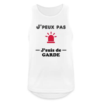 J'peux pas je suis de garde - Débardeur respirant Homme - blanc - Devant - Nick (188cm)
