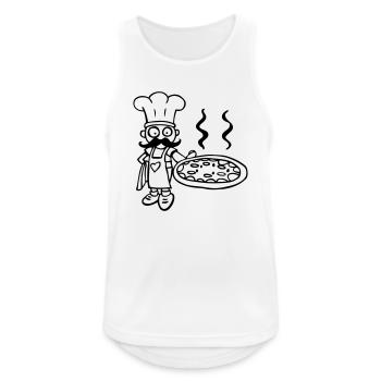 lustige zeichnung von koch pizza pizzeria - Männer Tank Top atmungsaktiv - Weiß - Vorne - Nick (188cm)