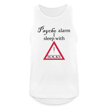 Psycho alarm - Lettrage - Débardeur respirant Homme - blanc - Devant - Nick (188cm)