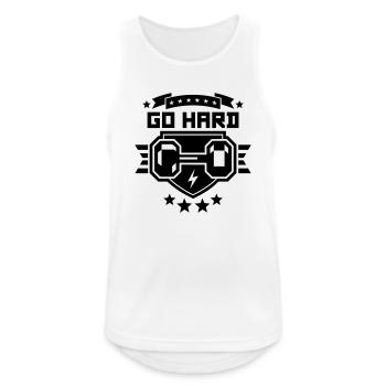 Go Hard (blason) - Débardeur respirant Homme - blanc - Devant - Nick (188cm)