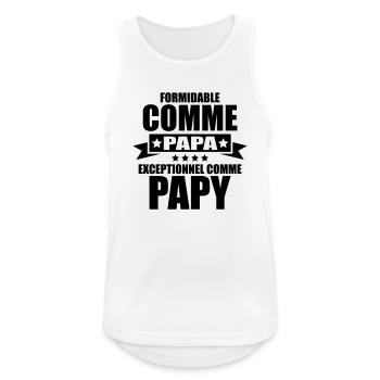 formidable comme papa exceptionnel comme papy - Débardeur respirant Homme - blanc - Devant - Nick (188cm)
