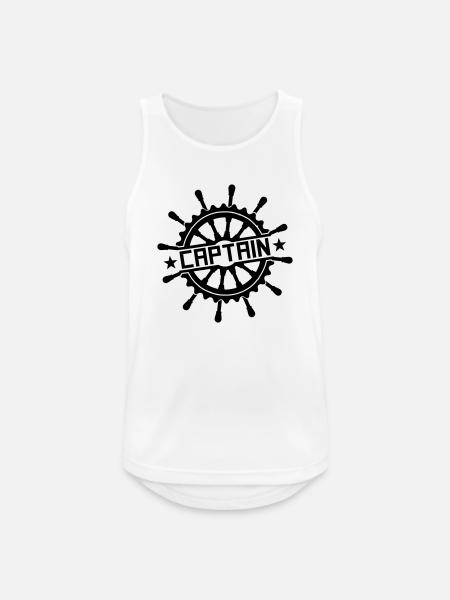 Captain steering wheel stamp logo - Men's Breathable Tank Top - white