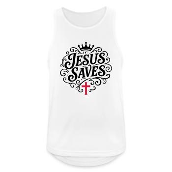 Jesus Rettet Christlich - Männer Tank Top atmungsaktiv - Weiß - Vorne - Nick (188cm)