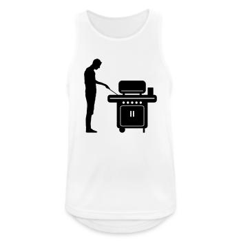 Freizeit - Mann Grill - Männer Tank Top atmungsaktiv - Weiß - Vorne - Nick (188cm)