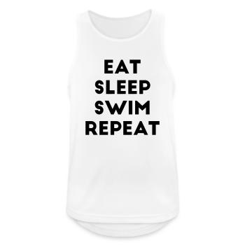 Eat Sleep Swim Repeat Spruch Schwimmen Schwimmer - Männer Tank Top atmungsaktiv - Weiß - Vorne - Nick (188cm)
