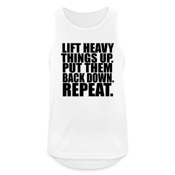 Lift Things Put Them Back Down - Débardeur respirant Homme - blanc - Devant - Nick (188cm)