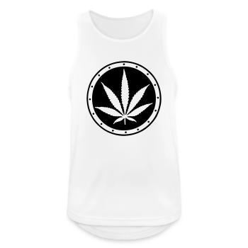 Hanfblatt - Männer Tank Top atmungsaktiv - Weiß - Vorne - Nick (188cm)