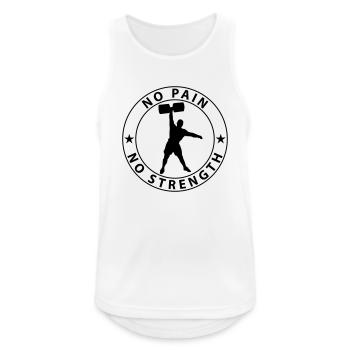 No Pain No Strength - Männer Tank Top atmungsaktiv - Weiß - Vorne - Nick (188cm)