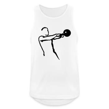 Kettlebell Swing klein - Männer Tank Top atmungsaktiv - Weiß - Vorne - Nick (188cm)