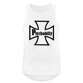 PSYCHOBILLY,ROCK,GUITAR,FLATTOP,PLAT,guitare,musiq - Débardeur respirant Homme - blanc - Devant - Nick (188cm)