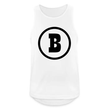 Bembeltown am Main | The Big "B" - Männer Tank Top atmungsaktiv - Weiß - Vorne - Nick (188cm)