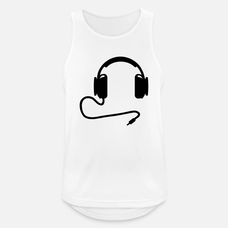 Kopfhörer - Männer Tank Top atmungsaktiv - Weiß