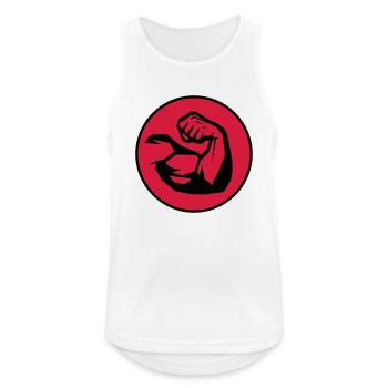 power strengh arm - Männer Tank Top atmungsaktiv - Weiß - Vorne - Nick (188cm)