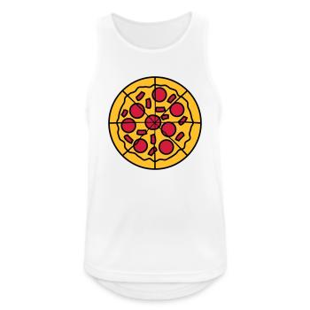 coupé morceaux morceaux pizza rond grand dessin an - Débardeur respirant Homme - blanc - Devant - Nick (188cm)