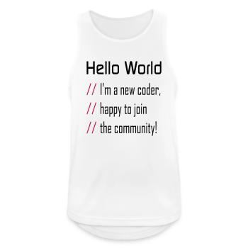 Hello World, 'm a new coder - Débardeur respirant Homme - blanc - Devant - Nick (188cm)