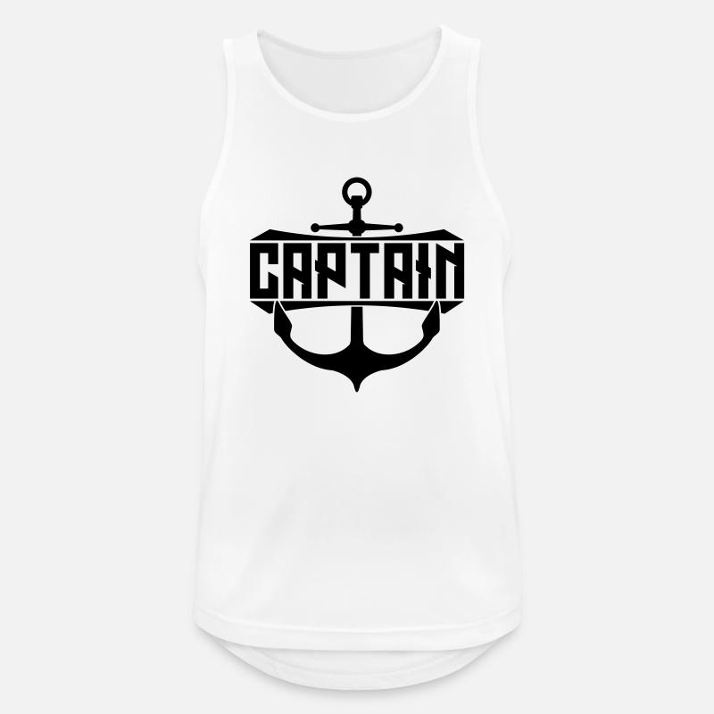 Text Captain Anker - Männer Tank Top atmungsaktiv - Weiß