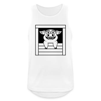 Glückliches Stall Schwein Comic - Männer Tank Top atmungsaktiv - Weiß - Vorne - Nick (188cm)