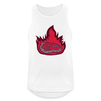 Feuer Steak saftig Grillmeister - Männer Tank Top atmungsaktiv - Weiß - Vorne - Nick (188cm)