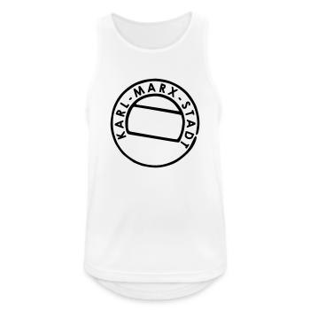 Chemnitz - Karl Marx Stadt - Männer Tank Top atmungsaktiv - Weiß - Vorne - Nick (188cm)