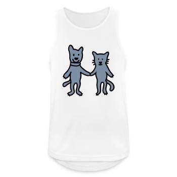 Chien - chat - amis - Débardeur respirant Homme - blanc - Devant - Nick (188cm)