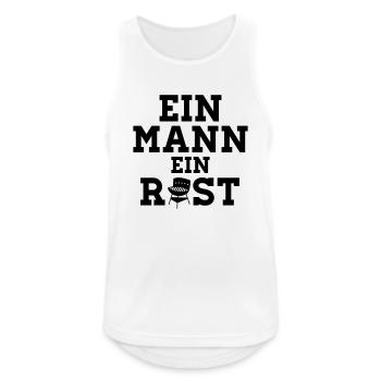 EIN MANN EIN ROST - Grillschürze - Männer Tank Top atmungsaktiv - Weiß - Vorne - Nick (188cm)