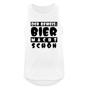der Beweis: BIER MACHT SCHÖN - Männer Tank Top atmungsaktiv - Weiß - Vorne - Nick (188cm)