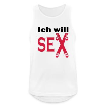 Ich Will Sex - BDSM - zweifärbig - Männer Tank Top atmungsaktiv - Weiß - Vorne - Nick (188cm)
