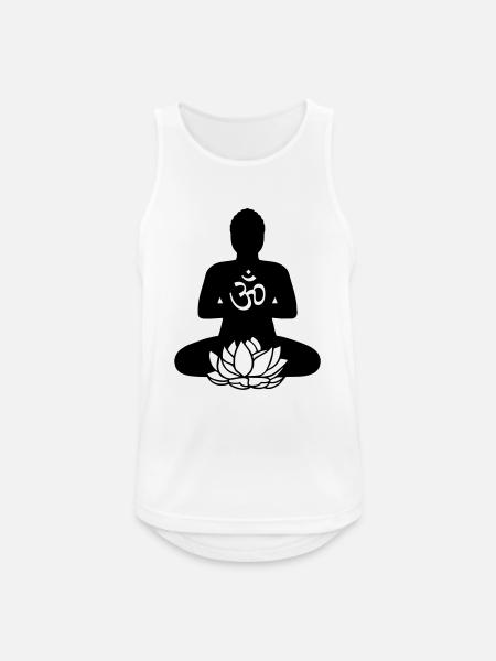 BUDDHA | Lotus & Om | 2 - Men's Breathable Tank Top - white